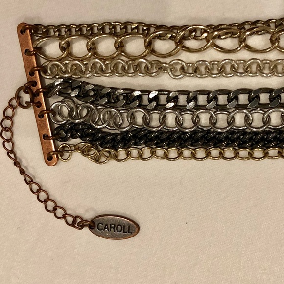 Italian mixed metal chain link adjustable bracelet - Picture 4 of 7